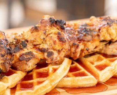 English Waffle with Grilled Chicken