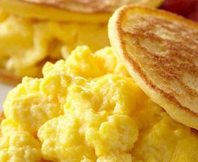 Pancakes with English Scrambled Eggs